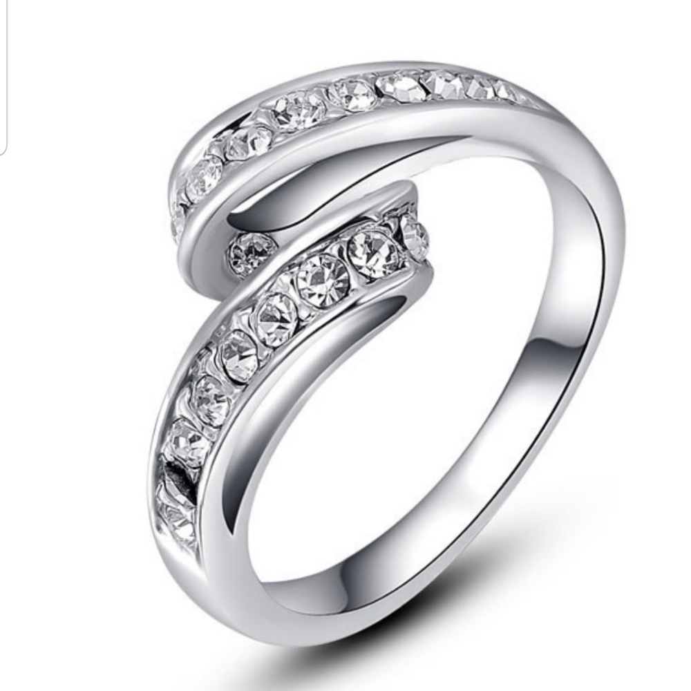 💗SALENew white gold pl AAA zircon crystal ring